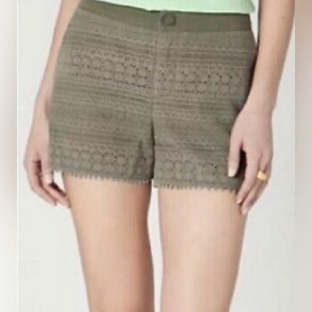 Daughters of the liberation Anthropologie green boho crochet shorts size 2 - Picture 1 of 8
